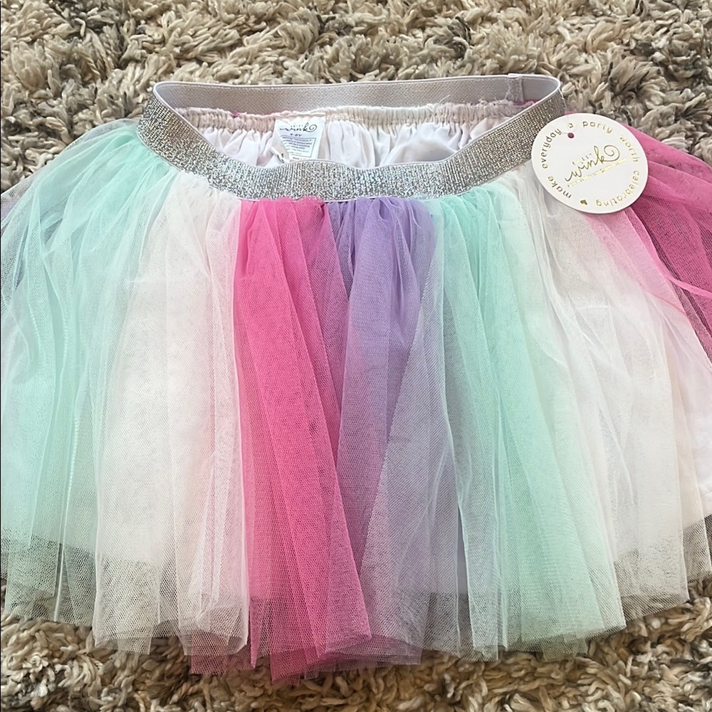 Brand NWT Colorful Tulle Skirt with Silver Waistband